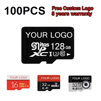 100PCS Originale, scheda di memoria 32GB 64GB Logo Personalizzato C10 TF card SDXC 128GB, 256 GB, 512 GB 60-80MB/S U3 Per Telefono Drone Fotocamera