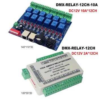 12CH Relè Interruttore DMX512 Controllo del Relè 12 Relè Interruttore a 12 Canali 10A 2A Decoder Dimmer per LED DMX-RELÈ-12CH-10A