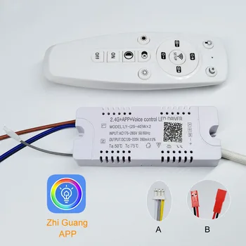 2.4 G+APP di controllo LED driver per lampadari, lampade a soffitto (8-24W)x2 (25-40W)x2 (40-72W)x2 intelligente di alimentazione con telecomando