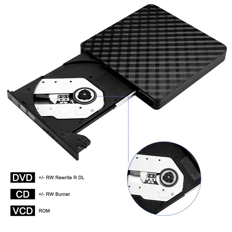 Portatile ad alta velocità USB 3.0 Esterno CD/DVD ROM Drive Ottico Esterno Slim Disco Reader per PC Desktop, Laptop, Tablet, Lettore DVD