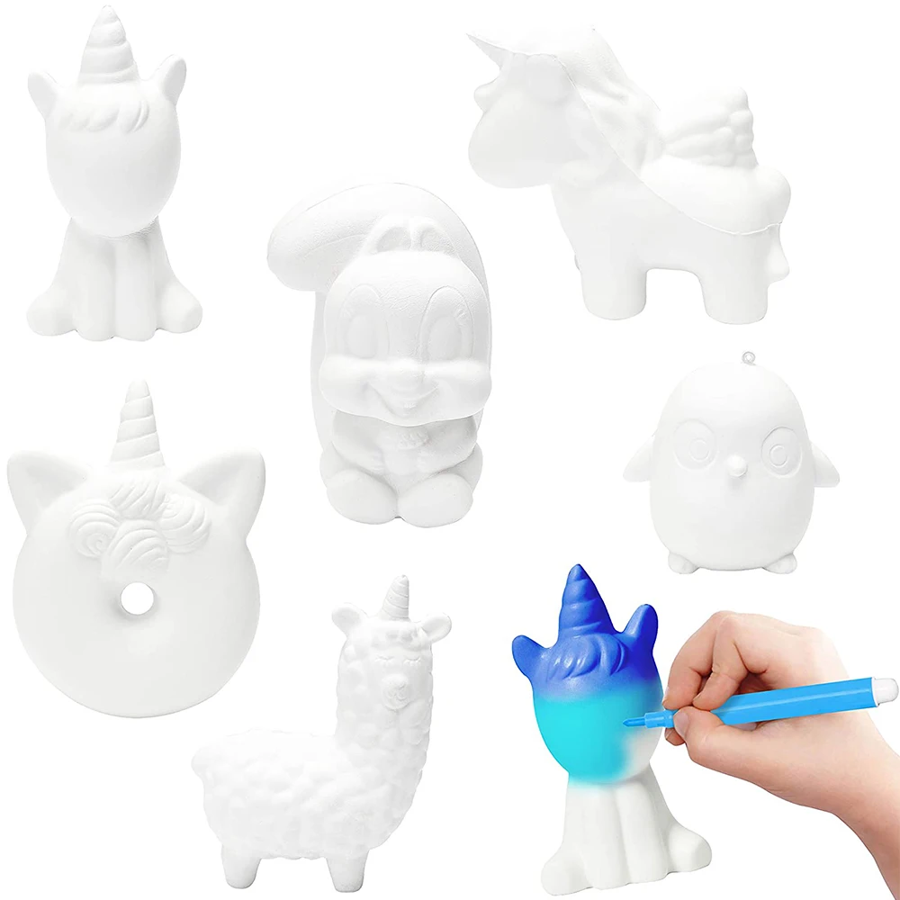6Pcs Kawaii Stress Sollievo fai da te Animali Squeeze Novità Giocattoli Set Vuoto Soft Massa Kit per il Bambino Toy Bianco di Vernice Cremoso Profumato