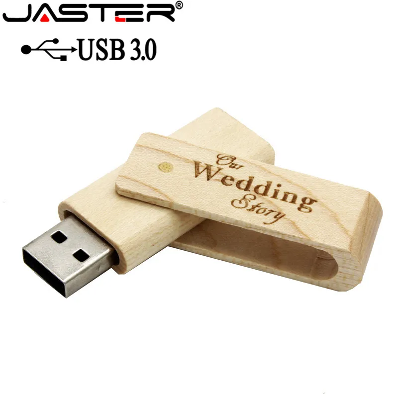 JASTER USB 3.0 gratuiti personalizzati personalizzazione di legno girevole usb flash drive girare su pendrive 64GB 16GB 32GB memory stick