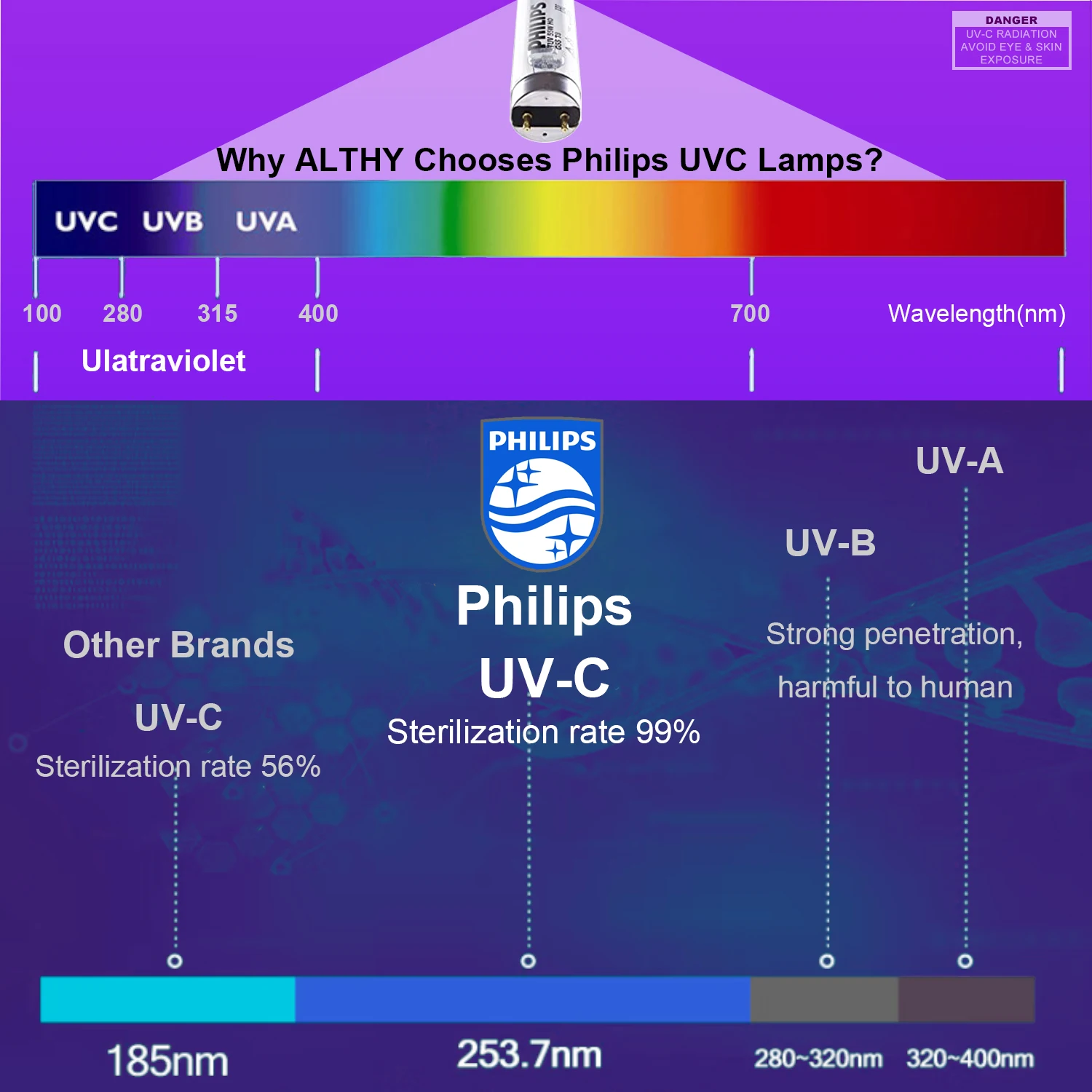 ALTHY UV Ultravioletti Acqua Sterilizzatore Depuratore Sistema di Disinfezione del Filtro FILIPPO Lampada + deviatore di Flusso di Controllo in Acciaio Inox 1GPM