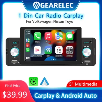 5 pollici autoradio 1 Din CarPlay Android Auto Multimediali Per Volkswagen Nissan Toyo Bluetooth MirrorLink Ricevitore FM