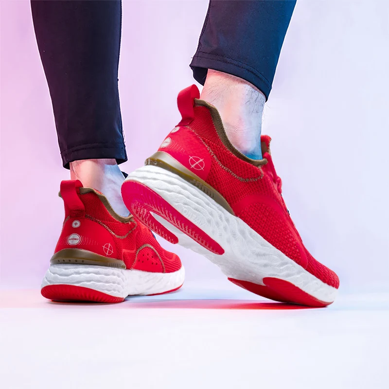 ONEMIX 2023 cuscino rosso scarpe da ginnastica Scarpe da Corsa per gli Uomini Traspirante, resistente all'Usura camminare formazione fitness, scarpe da jogging donna