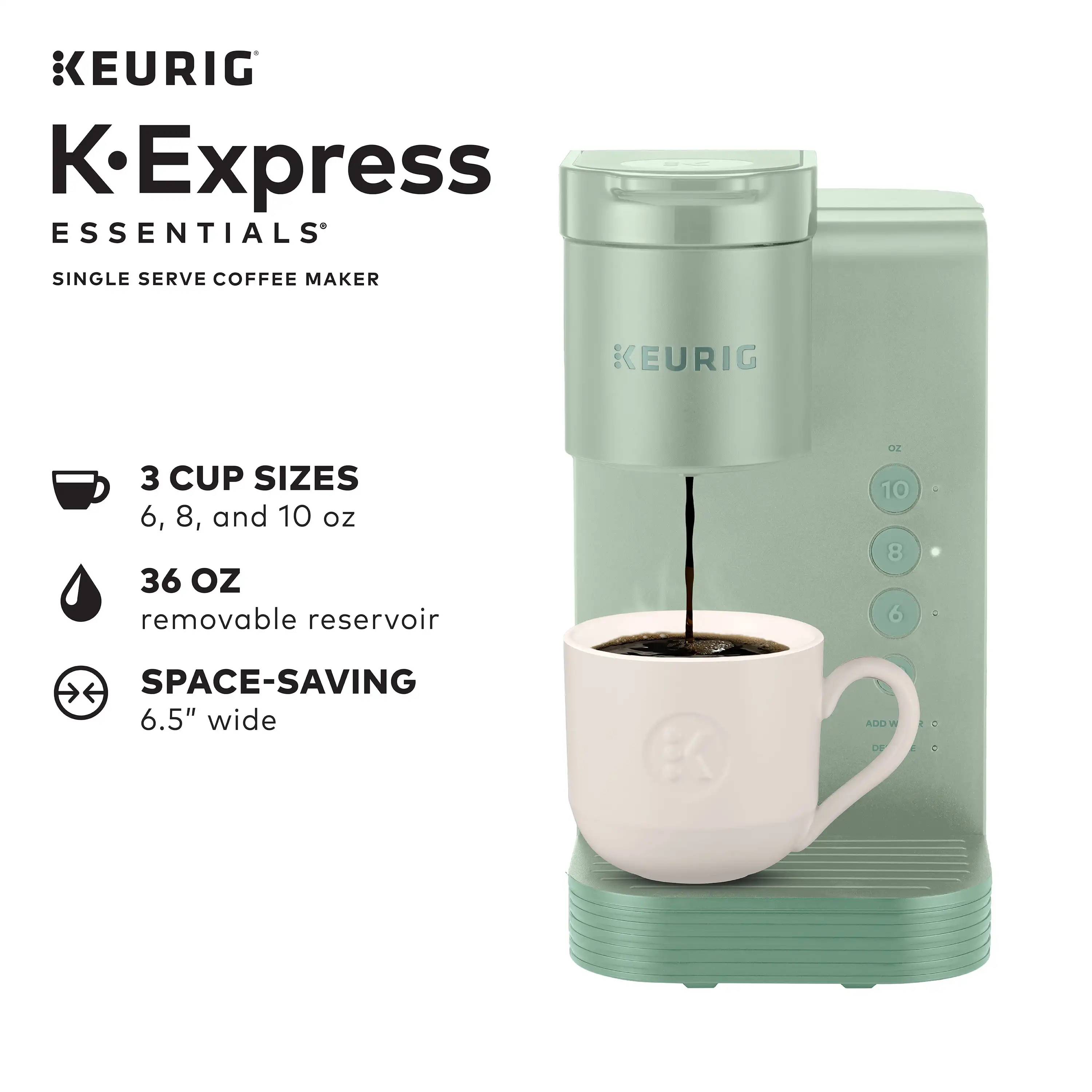 Keurig K-Express Essentials Singolo Servire K-Cup Pod E Caffè, Salvia