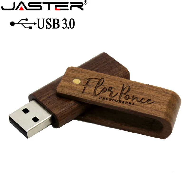 JASTER USB 3.0 gratuiti personalizzati personalizzazione di legno girevole usb flash drive girare su pendrive 64GB 16GB 32GB memory stick