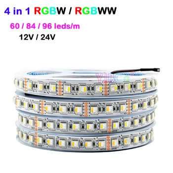 5M RGBW/RGBWW a colori 4 in 1 LED Striscia di Nastro 60/84/96leds/m 5050 SMD flessibile ad alta luminosità Luci Bar DC 12V 24V IP30/65/IP67