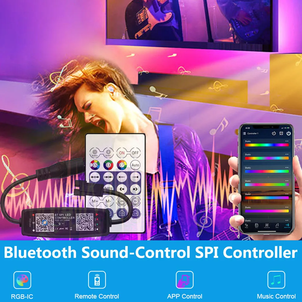 WS2812B Pixel LED Controller 24/28Keys Remoto Musicale Bluetooth Con il MIC Per il WS2811 WS2812 SK6812 Indirizzabile Luce di Striscia DC5-24 V