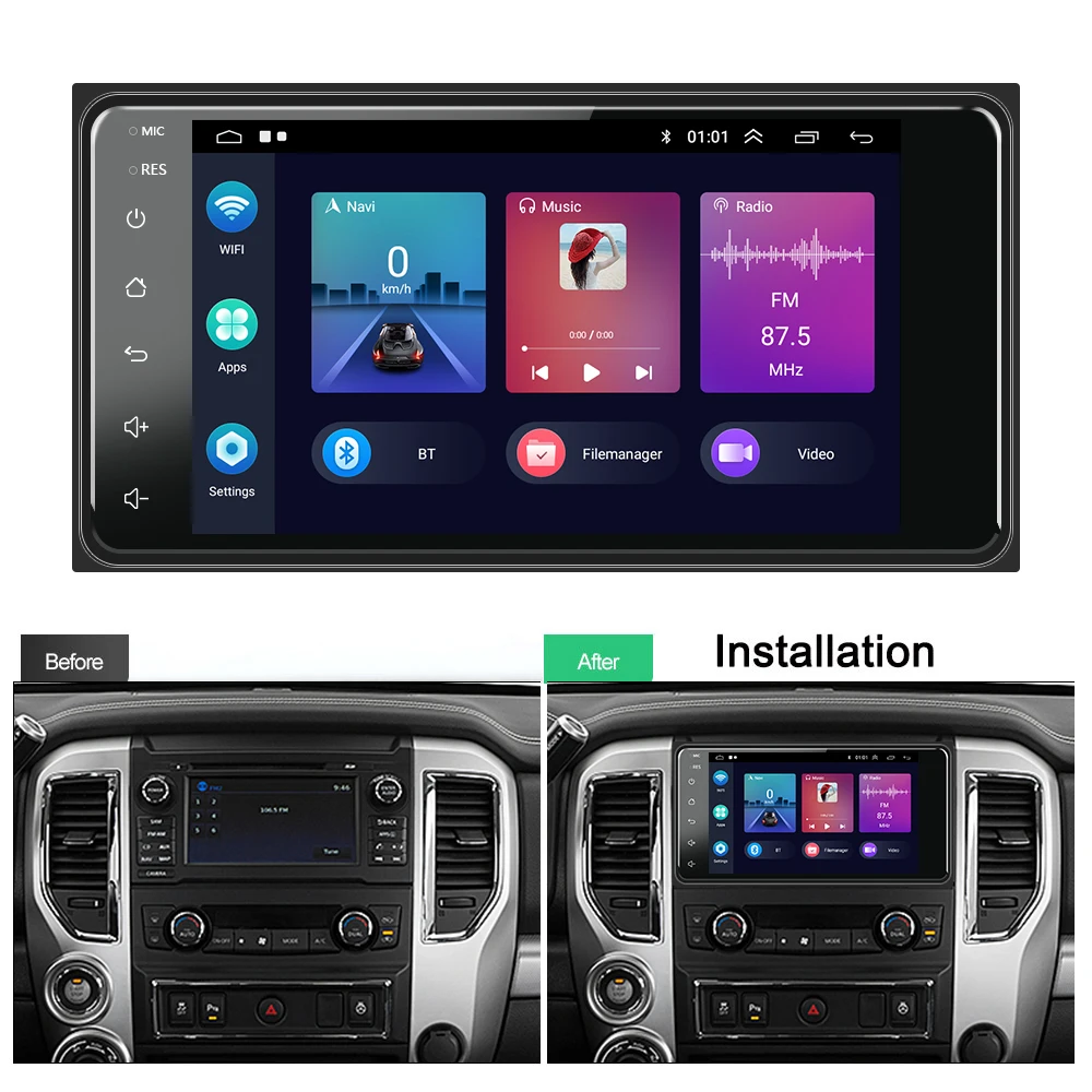 Podofo 2Din Wince/Android Auto Radio Lettore Multimediale di Navigazione GPS CarPlay WiFi Stereo HiFi Per Toyota Corolla Autoradio
