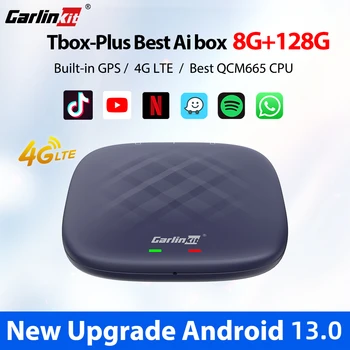 8+128G Miglior Android 13 Android TV Box Netflix IPTV CarPlay Wireless Android Auto Ai Box Spotify QCM665 WiFi 4GLTE GPS CarlinKit
