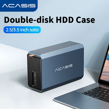 Acasis HDD Caso di 2.5/3.5 Pollici, Dual Bay Hard disk Esterno HD Caso di Array SATA PER Hard Disk USB Array Con la Funzione RAID