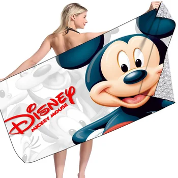 Cartone animato Disney Telo da Bagno Mickey Mouse Figure di Anime per Bambini Piscina Spiaggia Telo da Bagno ad asciugatura Rapida Assorbente Sport Salvietta