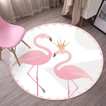 Cartoon Flamingo Stampa Rotondo Tappeto Soggiorno antiscivolo Tappeti Campeggio Picnic Stuoia Stuoia di Yoga per Bambini Arredamento Camera da letto Tappeto all'Aperto