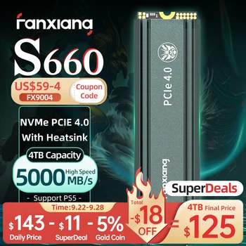 Fanxiang S660 SSD da 4 tb 2 TB 1 tb di hd da 500GB a 5000MB/s M. 2 NVMe PCIe4.0x4 Interni SSD Solid State Drive Per PS5/PlayStation5 Desktop