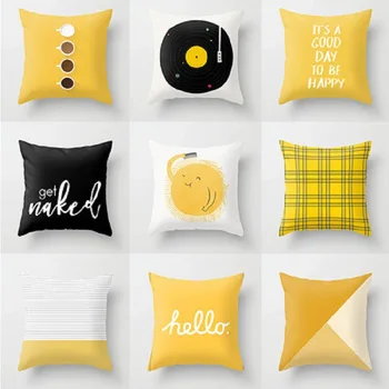 Foderato cuscini gialli decorativi stampa geometrica cuscini cuscini per la decorazione della casa sedia divano