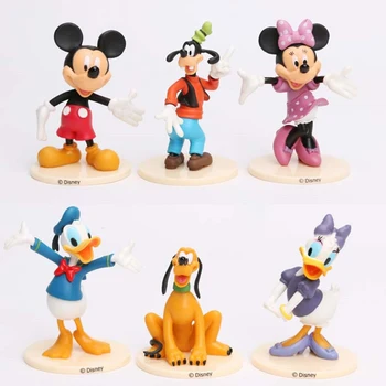 Giocattoli Disney 6pcs/Lotto Topolino Action Figure Giocattoli 10cm Carino Mickey & Minnie& Pluto & Paperino Collezione di Bambole Felice Giocattoli