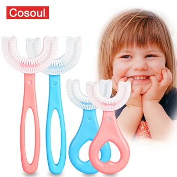 I bambini Spazzolino da denti a forma di U Bambino Spazzolino in Silicone Morbido spazzolino da Denti per Bambini Denti igiene Orale Pulizia