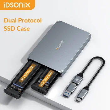 iDsonix NVMe SSD Enclosure a Doppio Protocollo 2Bay M. 2 NVMe NGFF SSD SATA di Sostegno per i Casi B & M Per Laptop Accessori per PC, Strumento Gratuito