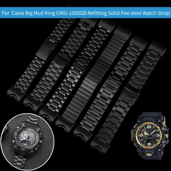 In Acciaio inox Cinturino Per G-SHOCK Casio Uomini Grandi Fango Re Modificato GWG-1000 GB/GG GWG/GSG100 Sostituzione Orologio bracciale Cinturino