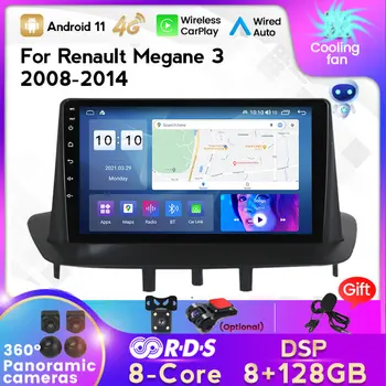 IPS Android 11 GPS autoradio Per Renault Megane 3 Fluenza 2008-2014 Lettore Multimediale DSP Carplay 8G 128G Stereo 2 din DVD 9