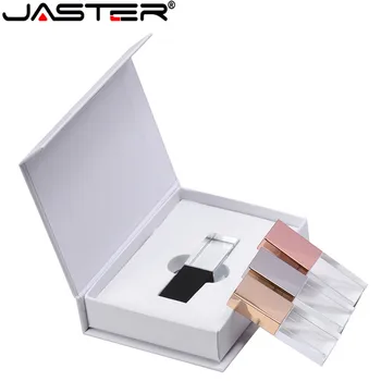 JASTER Nuova Rosa di Cristallo Oro Argento Oro Nero USB 2.0 Flash Drive con il contenitore di Regalo di 4GB 8GB 16GB 32GB 64GB Gratuito LOGO Personalizzato