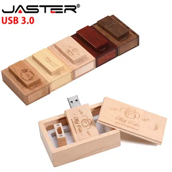 JASTER promozione USB 3.0 Storage Esterno (gratuito logo personalizzato) creative di legno usb+scatola pen drive 4GB/8GB/16GB/32GB/64GB