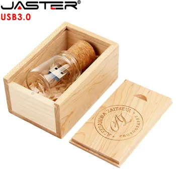 JASTER USB 3.0 Vetro deriva in bottiglia con tappo di Sughero Unità Flash USB bottiglia di vetro pendrive di 4GB 8GB 16GB 32GB 64GB LOGO Personalizzato