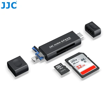 JJC USB 3.0 SD/ Lettore di Memory Card MicroSD con Adattatore USB 2.0 Type-A/ Lightning/ USB 3.0 Type-C Porta per iPhone iPad MacBook