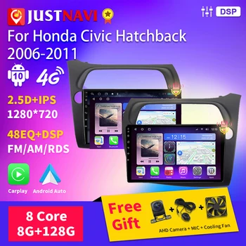 JUSTNAVI Per Honda Civic Hatchback 2006-2011 Android Auto Radio Stereo Lettore Video Multimediale di Navigazione GPS LHD RHD Schermo IPS