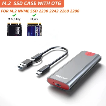 KingSpec M2 SSD Caso NVMe USB di Tipo C 10 gbps PCIe SSD Enclosure M. 2 NVMe Caso Esterno Box Adattatore per 2230 2242 2260 2280 M2 SSD