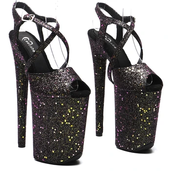Leecabe 23CM / 9inches Glitter fashion Piattaforma Tacchi Alti Sandali Pole Dance shoes