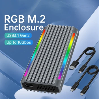 Lega di alluminio SSD M2 NVMe RGB Caso 10Gbps RGB M. 2 SSD Enclosure Type-C USB 3.2 Gen2 per M2 NVME NGFF Mobile Adattatore 9210B