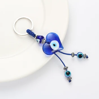 Malocchio moda a forma di Cuore in vetro blu portachiavi pendente di alta qualità semplice portachiavi, accessori, gioielli all'ingrosso EY5044