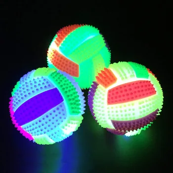 Massaggio Spiky Ball Cane Masticare Palla Rimbalzante di Calcio a Forma di Sfera con LED Lampeggiante per Bambini Giocattolo dell'Animale domestico