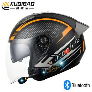 Mezzo Volto Moto Helme Bluetooth Caschi Per gli Uomini Impermeabile Anti-Fog Lente Doppia Moto Casco in Materiale ABS 3C Certificazione DOT