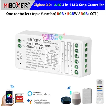 Miboxer Zigbee 3.0+ 2.4 G 3 in 1 Striscia LED Controller RGB/RGBW/RGB+CCT Dimmer Tuya Smart App / Voice Control 2.4 G RGB+CCT Remoto
