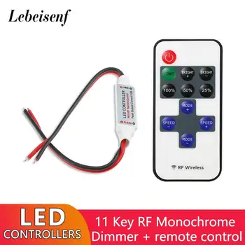 Mini Illuminazione a LED Controller Monocromatico Dimmer 12A con 11 Pulsante RF Telecomando senza fili per Singolo Colore Luce Strip Bar