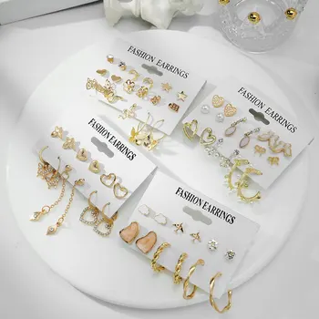 Moda Coreano Farfalla Cuore Orecchini Per Le Donne Ragazze Perla In Metallo Di Colore Oro Cerchio Orecchini Nuova 2023 Fashion