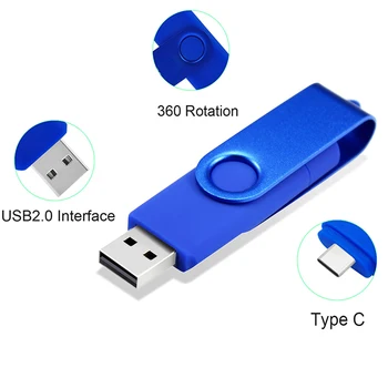 Nero, Blu, Verde, Rosso 64G Rotante di Tipo C USB2.0 Flash Drive USB ad Alta Velocità di Vendita Calda del Computer Portatile di USB Flash Drive