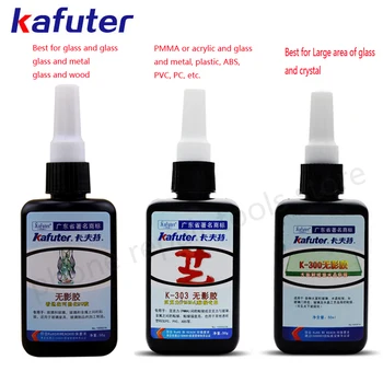 Nuovo di zecca Forte 50ml Kafuter UV trattamento della Colla Adesivo K-302 303 300 Polimerizzazione UV Adesivo Vetro in Cristallo e Metallo ABS Incollaggio