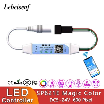 Nuovo SP621E Mini Bluetooth Controller LED Smart APP Magic regolatore della luminosità di Colore SPI IC Digitale Indirizzabile per WS2812B 2811 5050 LED Striscia