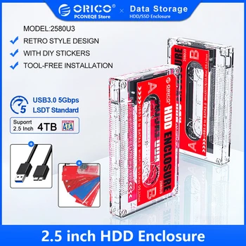 ORICO HD Hard Drive Case USB3.0 HDD Enclosure Esterna Trasparente SSD casella di Nastro a Cassetta di Progettazione per il SSD 2,5