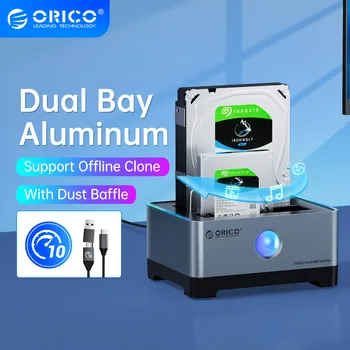 ORICO Offline Clone 2 Bay HDD Enclosure Type-C 10Gbps in Alluminio disco Rigido Stazione 66/96/55/58 Serie per 2.5/3.5