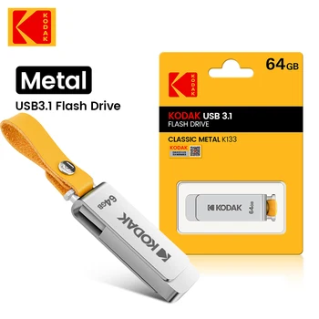 Originale KODAK K133 U Disco USB3.0 32GB 64GB Metallo Unità di memoria Flash del USB dell'Automobile di 128GB, 256 gb, 512 GB Velocità di 120 MB/s in Pelle Cordino
