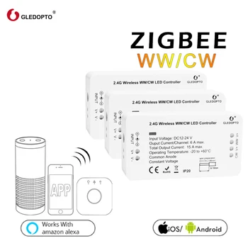 Prezzo di fabbrica GLEDOPTO WW/CW di Controllo di Smart Zigbee Wireless del Sistema di Controllo di Illuminazione a LED Controller 12-24V RGB LED dell'Interruttore di regolazione della luminosità