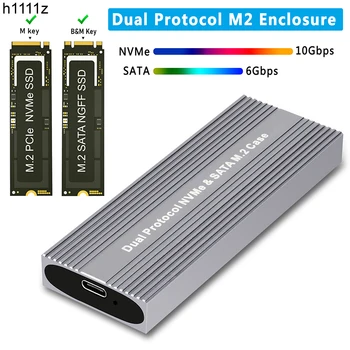Protocollo doppio SSD Caso di Custodia M. 2 SATA NVME SSD Esterno Caso JMS581D Chip Strumento Gratuito per M/B+M 2230 2242 2260 2280 M2 SSD