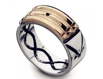 Sette Benedizioni S filatura ad anello in acciaio inox amuleto talismano atlantis anello per gli uomini le donne argento oro due colori