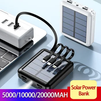 Solar Power Bank Caricabatterie Portatile 10000/20000mAh per il Telefono Mobile di Riscaldamento Giacca Gilet Built-in Cavo di Ricarica Veloce Con la Lampada del LED