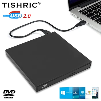 TISHRIC Esterno USB CD DVD Lettore CD/DVD Drive USB2.0 di dischi Esterni, Unità CD-ROM DVD-ROM Ottico Per Macbook Laptop, Desktop PC